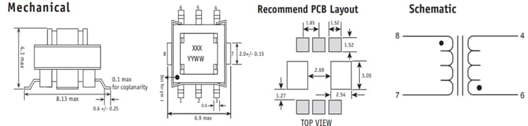 Mechanical Drawing - ICE Components CT04 SMT Current Sense Transformers